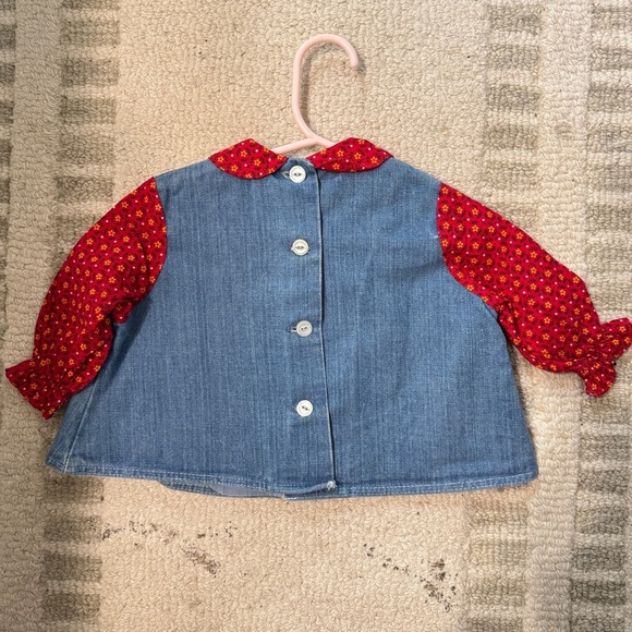 Denim Shirt With Red Sleeves and Western Appliqué - Picture 4 of 8